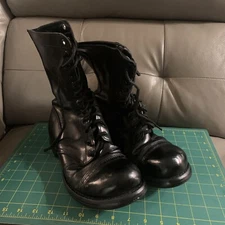 Vintage🔥 Corcoran Inc Army Military Black Leather Cap Toe Boots 8.5 EE Jumper
