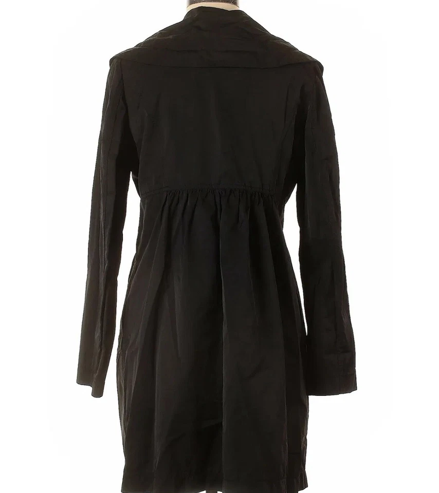 Black Duster Gorp Core Overcoat Womens L Unlined Knee Length  Packable Pockets - Image 2 of 4