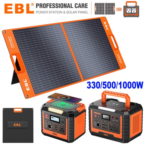 EBL Power Station 500/1000W Solar Generator / 100W Portable Solar Panel