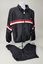 Wilson Vintage Tennis Track Warm Up Jogging Suit Lg Black W/Red,White stripes