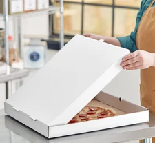 (50-Case) 18" x 18" x 2" White Corrugated Plain Pizza Bakery Square Take-Out Box