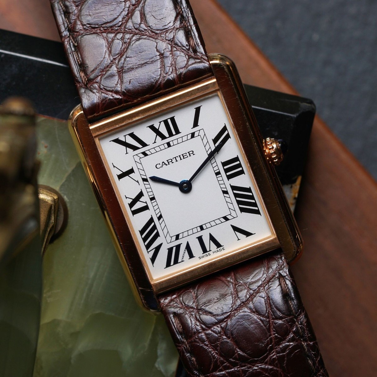 Vintage Cartier Watch Gold Tank Solo Cartier Tank Solo 2743 Ladies