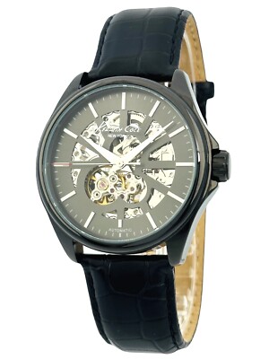 Kenneth Cole NY KC1550 Automatic Skeleton Black Dress Croc Leather