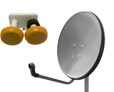 80cm HD Sat Anlage Monoblock Astra Hotbird 6 Digital Sing LNB 1 Teilnehmerl Grau