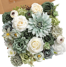 Artificial Flowers Combo Set Fake Flower Leaf Box with Stems for DIY Wedding ...
