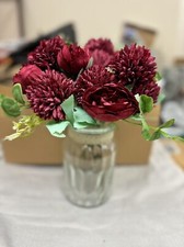 Fake Flowers with Vase, Silk Roses Artificial Flowers in Vase, Faux Flower