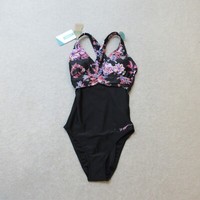 Zoggs Artisan Swimsuit Womens UK 10 Black Holiday QuickDry Crossback EU 38 NWT