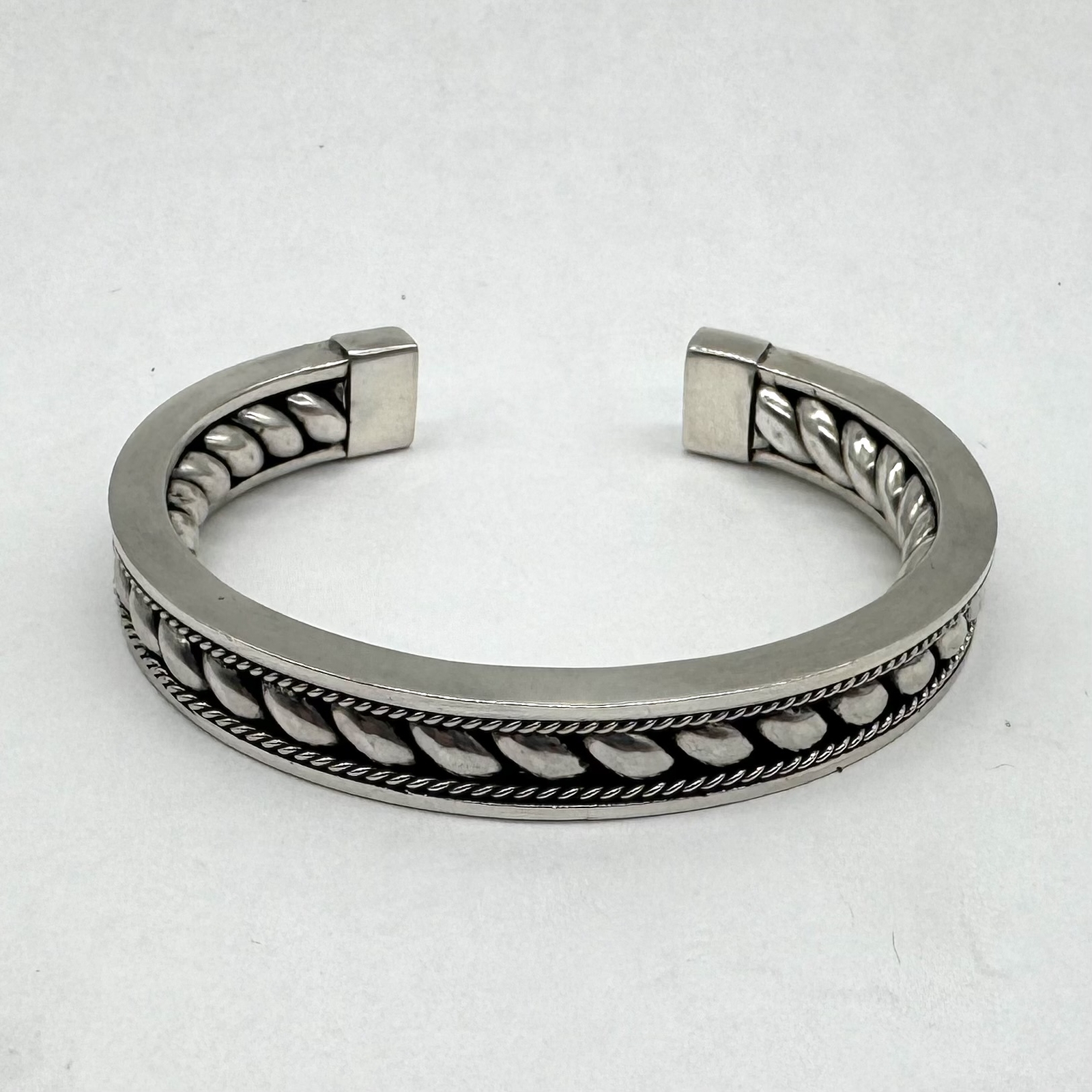 Heavy Sterling Silver Handcrafted Bali Cuff Bracelet--40g