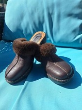 Born Brown Full Grain Leather/Shearling Clogs Women's Size 8 NWOB