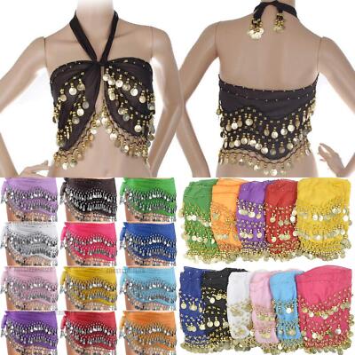 Belly Dance Hip Scarf Skirt Wrap Dancing Costume Noisy Coin Belt Waist Chain Lot