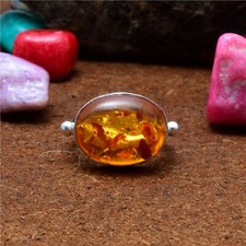 Extraordinary Baltic Amber Gemstone 925 Sterling Silver Handmade Ring All Size