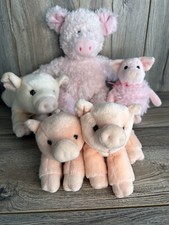 Aurora World Douglas Lot of 5 plush Pink Pig Piglets Lovey Stuffed Animals