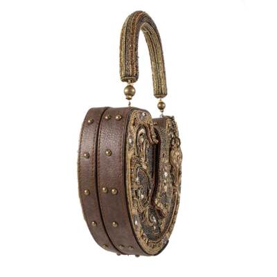 Mary Frances Lock it Up Beaded Handle Bag Leather Handbag  display picture 1