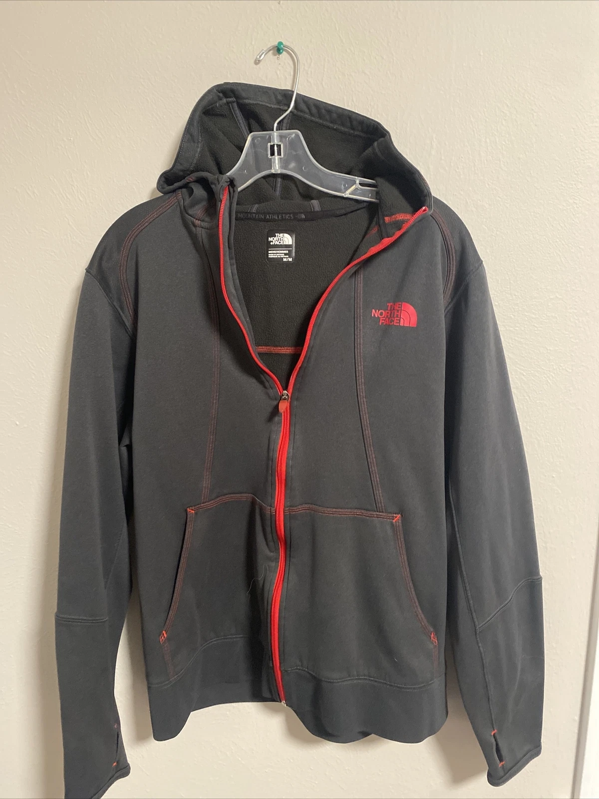 The North Face Hoodie Mens M Gray Full Zip Fleece Jacket Mountain Athletics