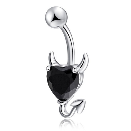 Navel Belly Button Ring Crystal Rhinestone Heart Spirals Devil Piercing JewBLU - Bild 3 von 12