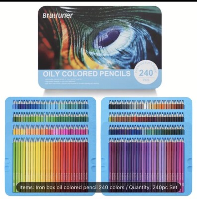 240 Brutfuner Oily Colored Pencils in Metal Box NEW Shipping Included