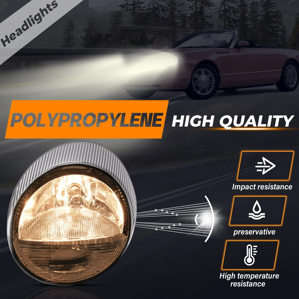 HECASA Headlights Set Driver Passenger For Ford Thunderbird 2002 2003 2004 2005 - Image 2 of 4