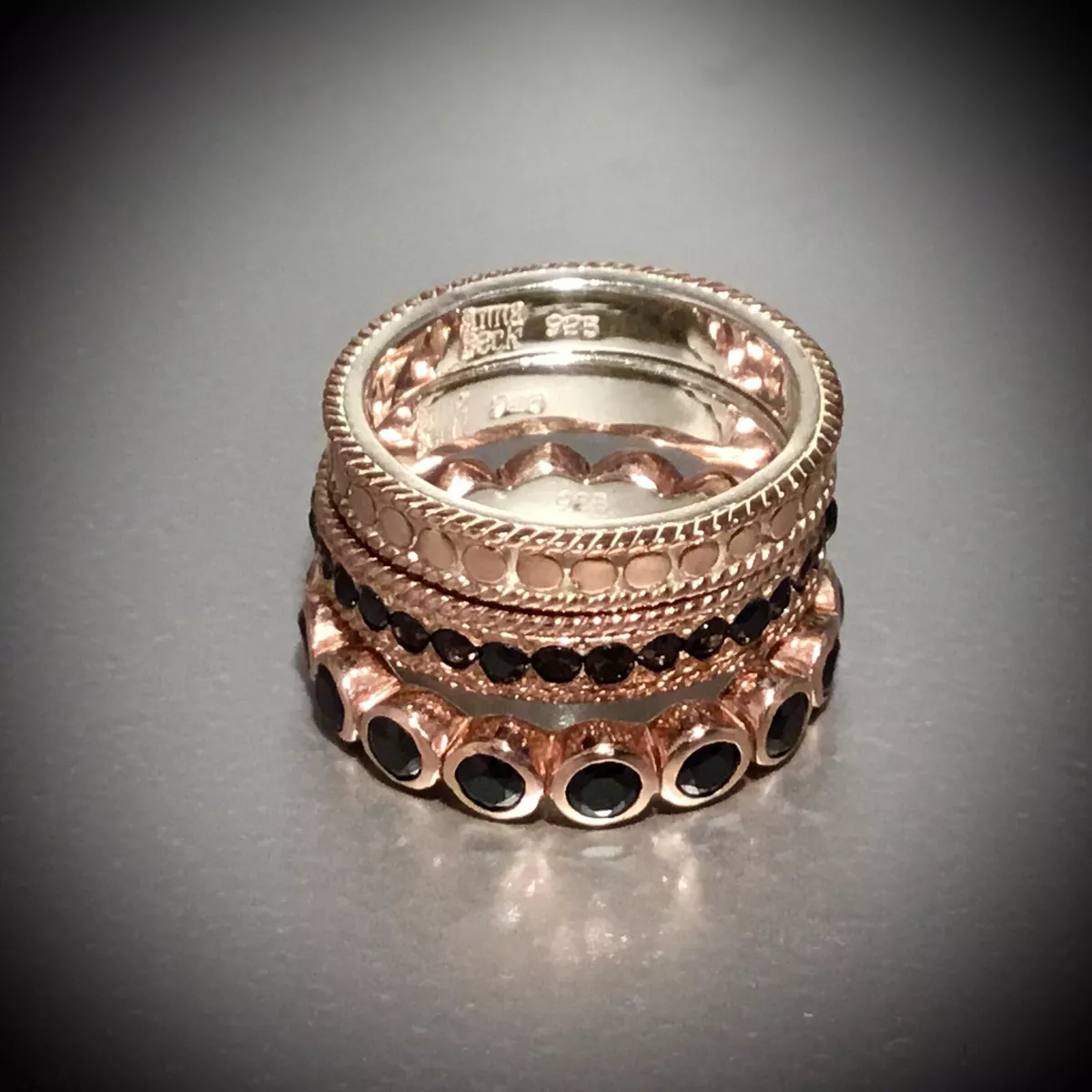 SOLD OUT ANNA BECK 18 K ROSE GOLD PLATED STERLING SILVER STACKING