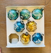 Vintage 60s MCM Atomic Mercury Glass Christmas Ornaments Bulbs 7 Pc Made in USA