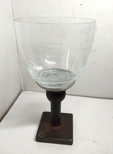 JAN BARBOGLIO LARGE IRON & HANDBLOWN GLASS GOBLET CHALICE, FREE SHIPPING