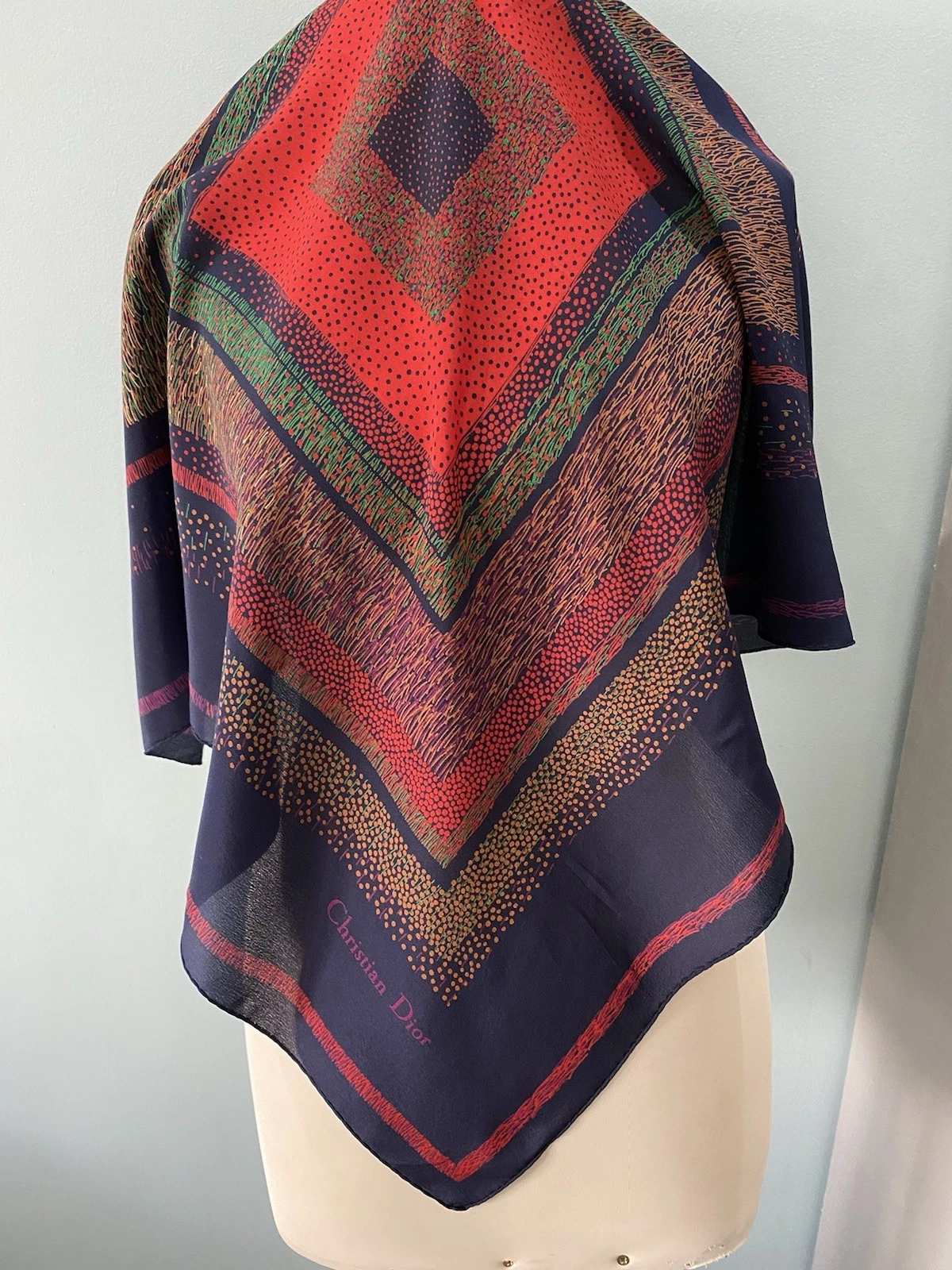S26#Foulard en soie multicolore Christian Dior 30/29 pouces
