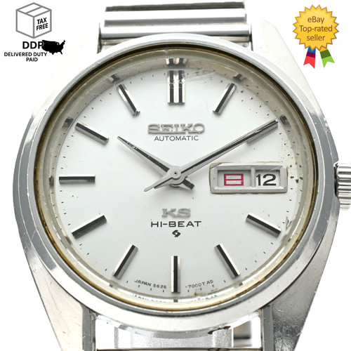 Vintage [Exc+5] KING SEIKO KS 5626-7000 HI-BEAT Silver Mens 38mm Watch Size Free