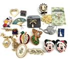 VINTAGE UNSIGNED COSTUME JEWELRY BROOCHES PINS LOT OF 21
