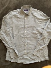Ralph Lauren Purple Label Button-Down Dress Shirt Mens 16.5 Blue Striped Italy