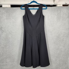Talbots Womens Size 4 Black V-Neck Sleeveless Fit Flare Midi Dress Made in USA
