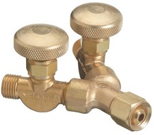 111 Valved "Y" Connections, 200 PSIG, Brass, RH, 9/16" - 18, Female/Male Conn...