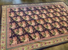 Vintage Rectangle Tablecloth, Lg, World Market, Flowers & Leaves, Purple, Cotton