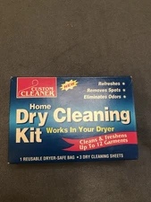 Custom Cleaners Home Dry Cleaning Kit 1 Dryer Bag 3 Refill Sheets New Open Box