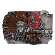 Chief Sitting Bull Belt Buckle Native American Buffalo Bison Lakota Sioux Indian