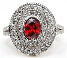 3CT Fire Garnet  Topaz 925 Solid Genuine Sterling Silver Ring Sz 7 NB1-2