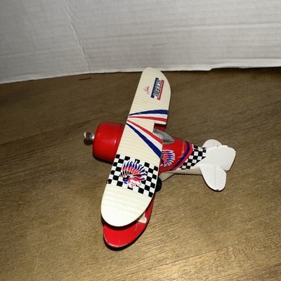Toysmith Plane John American Biplane Pull Back Power Release Red & White