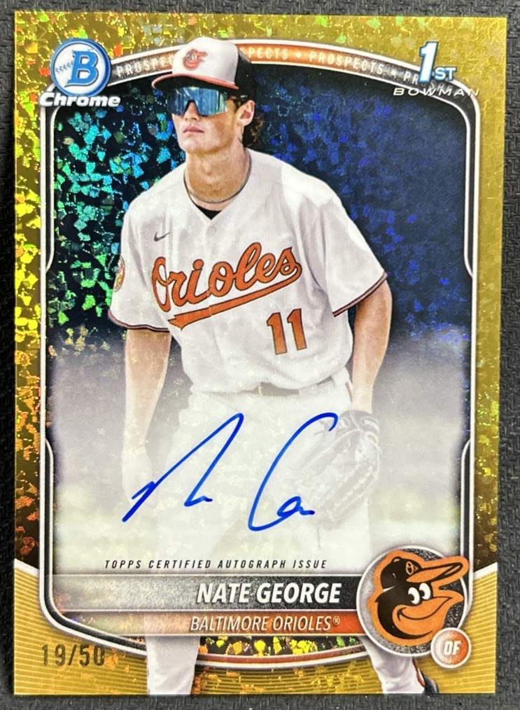2025 Bowman Chrome 1st Nate George Gold Mini Diamond Refractor Auto /50