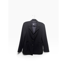 Requirements Stretch Black Blazer Jacket Three Button Side Buckle Detail Size 10