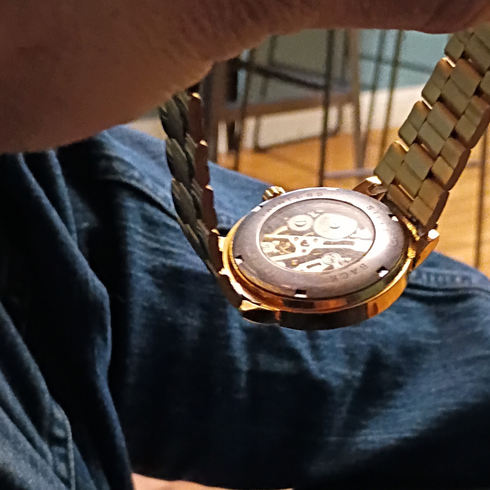 Forsining Gold Skeleton Automatic Wristwatch Roma… - image 5