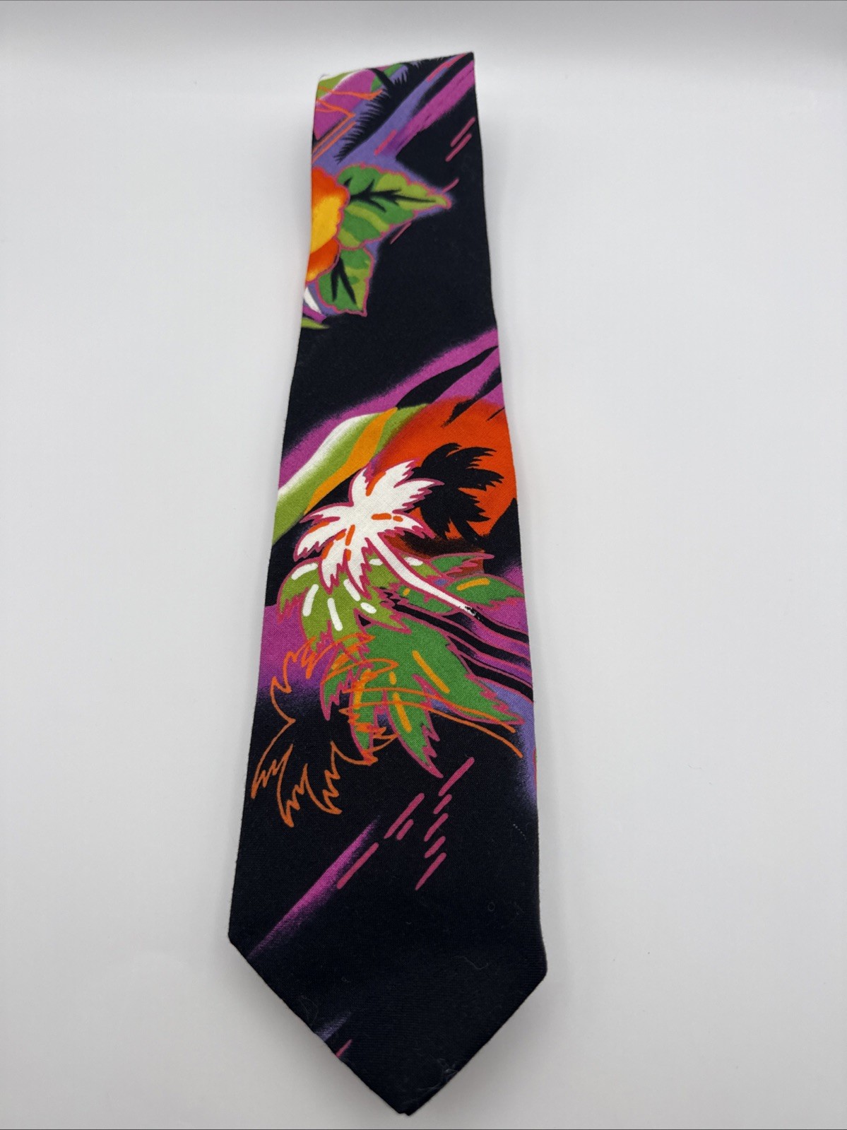 Mai-Tie Men’s Tie Floral 100% Cotton Necktie Black Pink Green