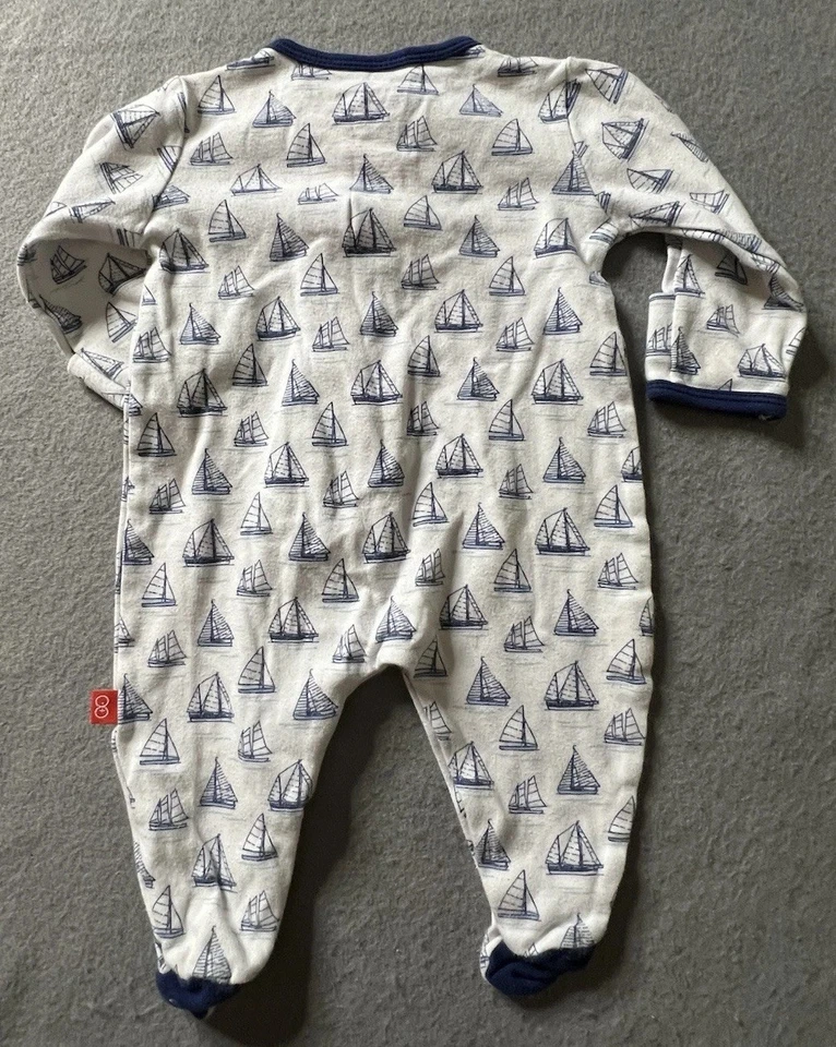 Magnetic Me Sleeper Footie Bebé Niño 0-3 Meses (8-12 libras) Blanco Azul Marino Barcos Envíos Foto 4 de 4