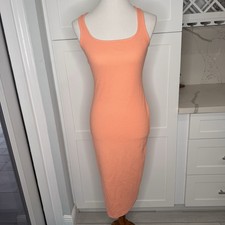 Lovers and Friends Ribbed Midi Dress in Peach Tangerine Size Small NWT