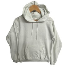 Hanes EcoSmart Hoodie Small White Pullover Sweatshirt Fleece Pocket