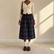 80s Pendleton Virgin Wool Allison Tartan Midi Skirt Preppy Plaid fits S