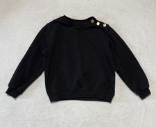 H M Sweatshirt Youth 8-10 Pullover Crewneck Kids Girls Gold Button Cotton Blend