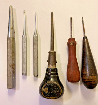 Set of Six Vintage Awl Punch? Mac Tools Craftman Wards Master