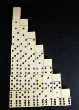 Vintage 28pc Set Celluloid Dominos Gold Glitter Lucite Backing 1 7/8" x 1 1/16"
