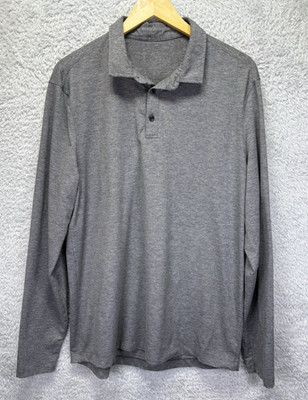 Lululemon Evolution Long Sleeve Mens Polo Shirt Gray Size XL Golf Casual