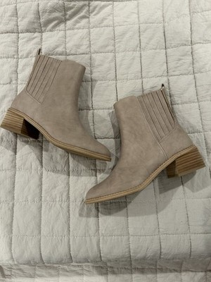Women's Beige Dolce Vita DV Faux Leather Ankle Boots Heel Zip, Size 8