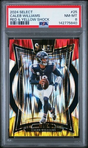 2024 PANINI SELECT RED & YELLOW SHOCK #25 CALEB WILLIAMS ROOKIE RC PSA 8
