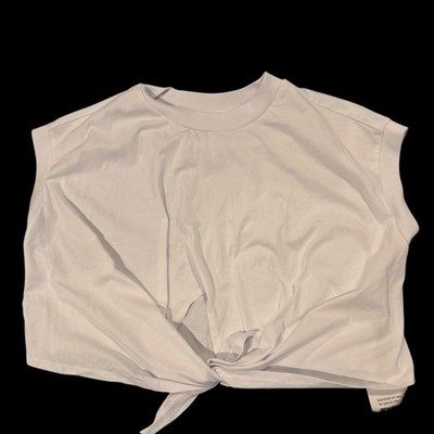 Micas Women s  Tie Front Crop Shirt White  NWT M Spring Summer Festival Beach